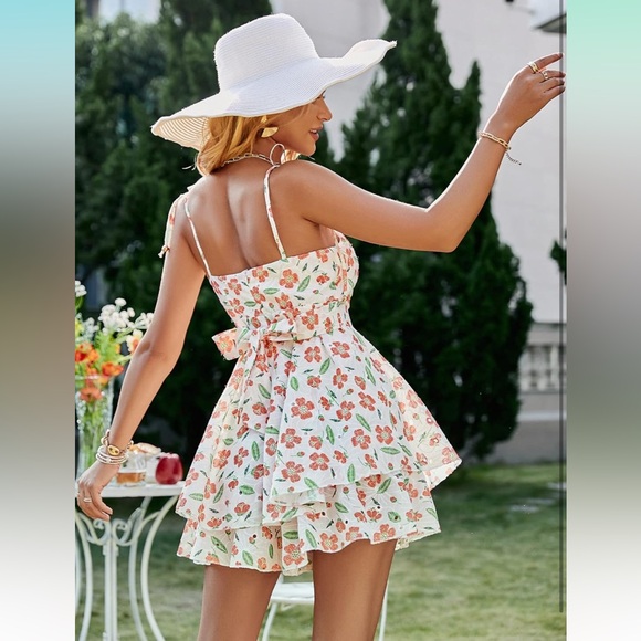 BerryGo Women's Floral Mini Eyelet Romper - Picture 2 of 13